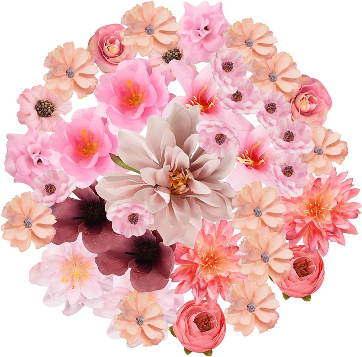 Plastic bloemen set 35 stuks - roze varianten - decoratieve kunstbloemen - perfect voor bruiloften en DIY projecten - ShopVlot