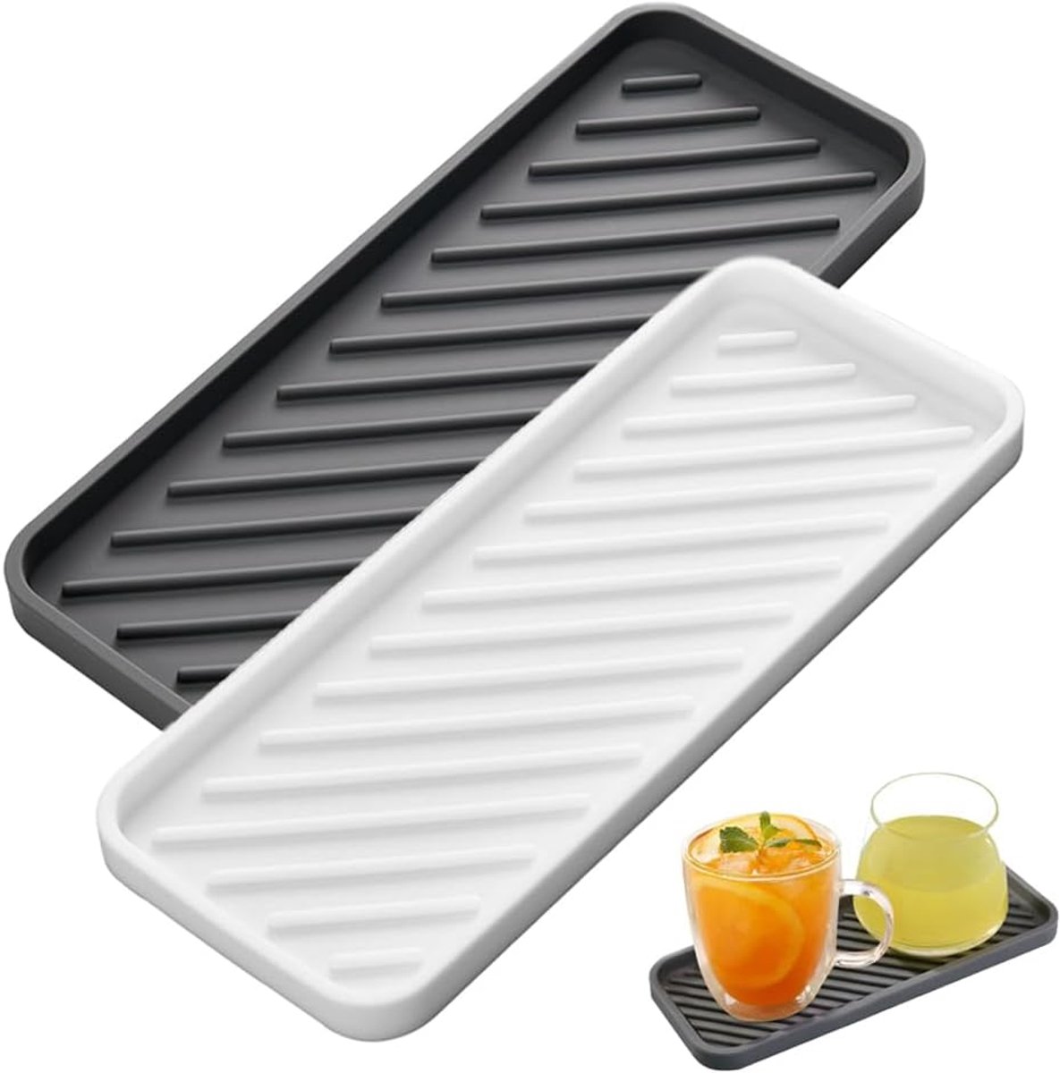 SnelShoppen - 2 Stuks Silicone Afvoerbakje, Antislip Badkamer Tray, Silicone Spons Houder, Afvoerbak Organizer, Zeepbakjes, Droogmat voor Badkamer, Ke