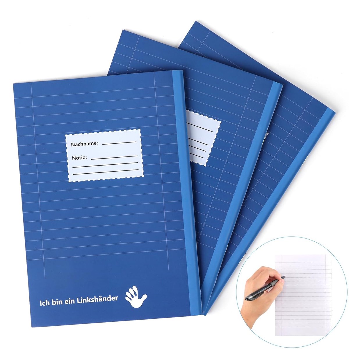 SnelShoppen - Notitieblok A5 Links Handig - 3 Stuks - Gelijnd Notitieboek voor Links Handigen - 24 Vel - School en Studie - Ideaal voor Studenten