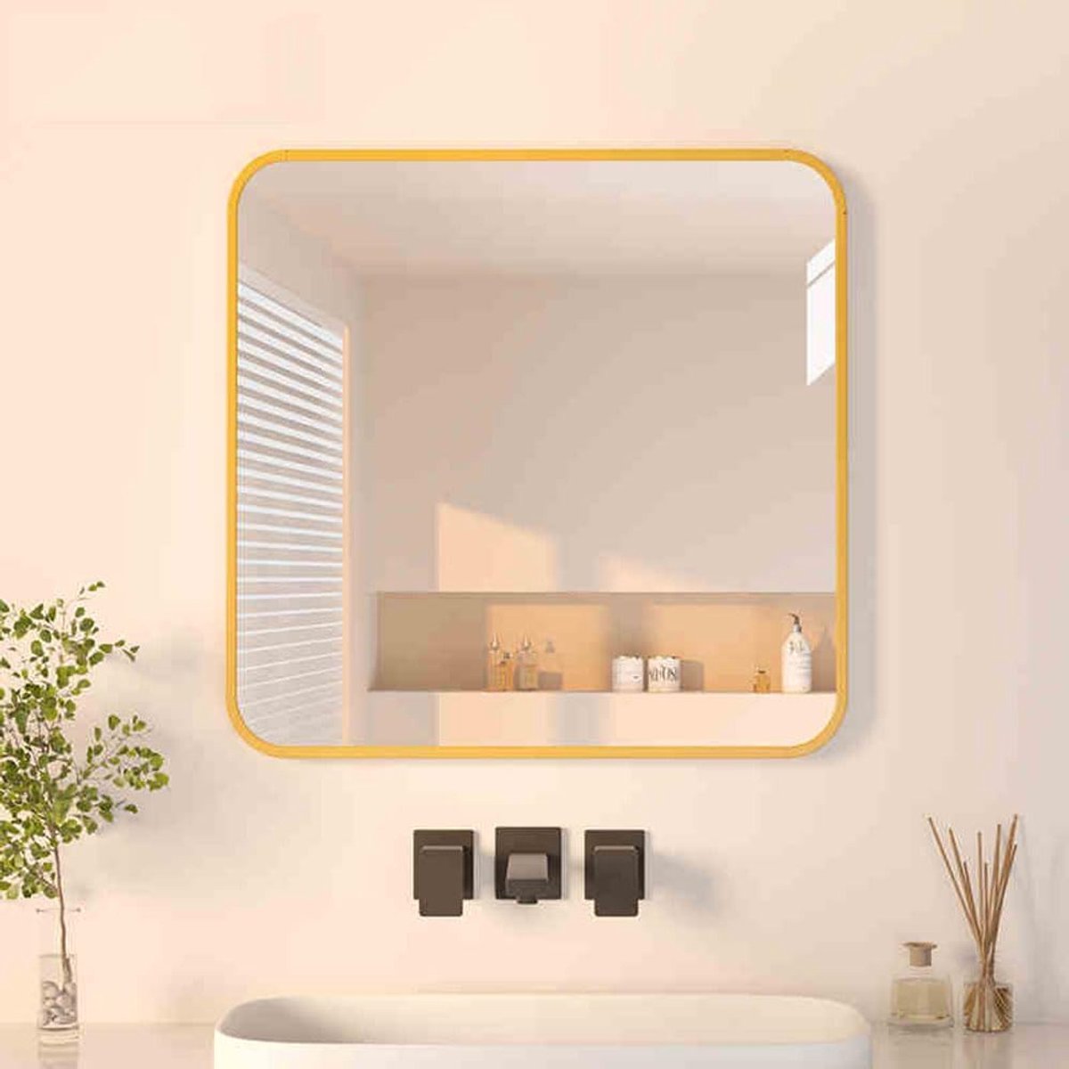 SnelShoppen - 30cm Vierkante Badkamer Wandspiegel Hang Spiegel Make-up Spiegel Bureau Spiegel Tafel Spiegel Aanrecht Spiegel Volledige Lengte Spiegel
