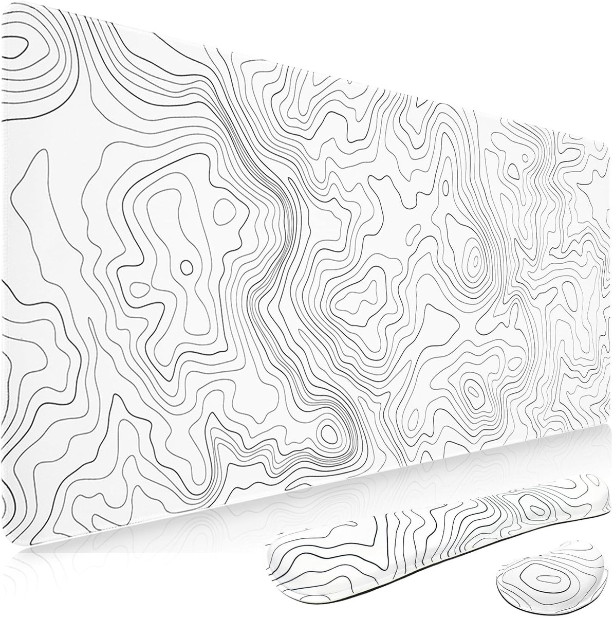 SnelShoppen - XXL Gaming Muismat 90x40 cm met Drag Witte Design, Perfect voor Gamer Setup, Anti-slip, Groot formaat, Ideaal voor PC en Laptop