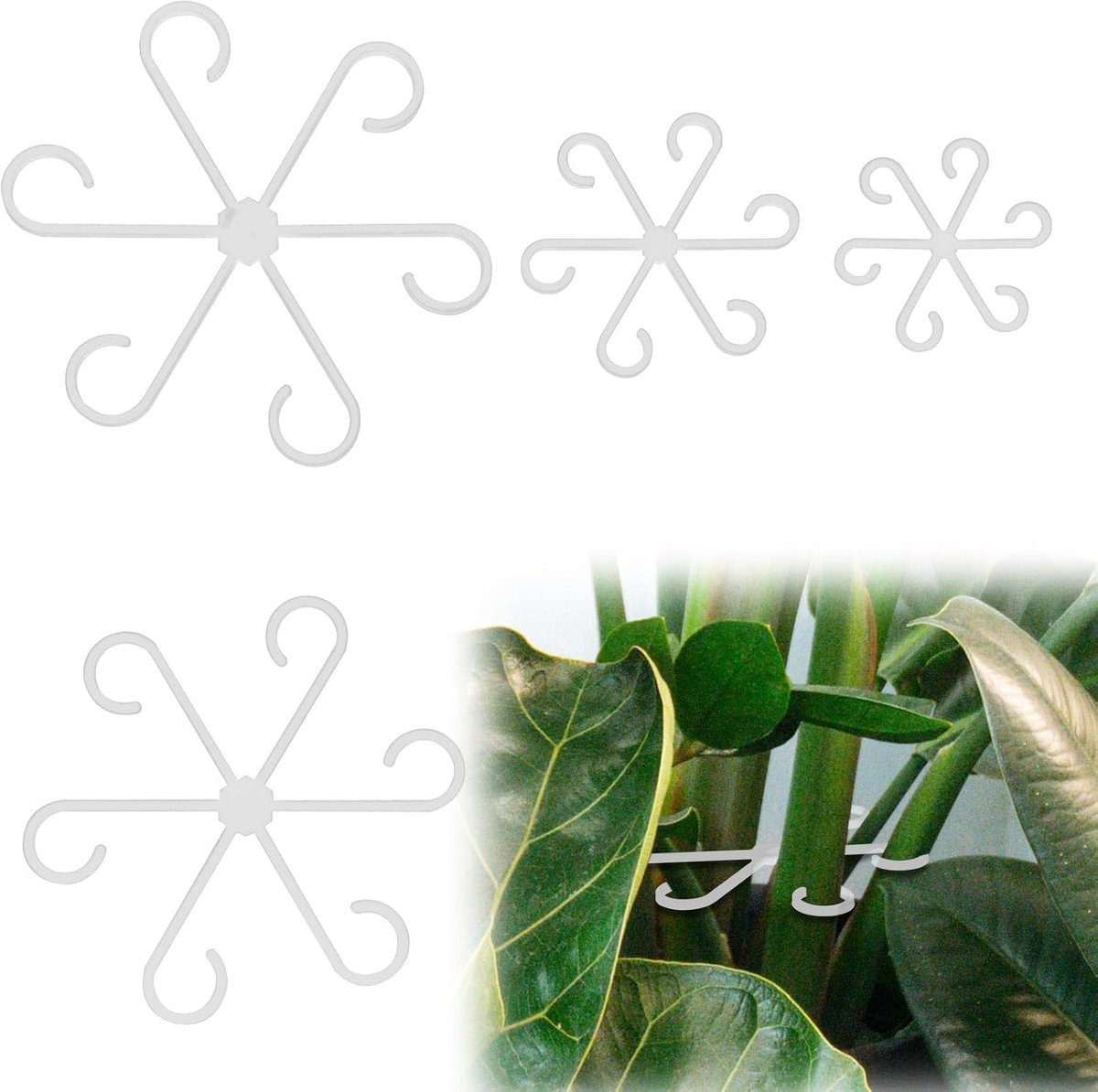 SnelShoppen - 4 Stuks Plastic Plant Stamhouders, Klimplant Steun, Bloemen Stokken, Trellis Stam Haak, Plant Klimframe, Tuinaccessoires, Transparant