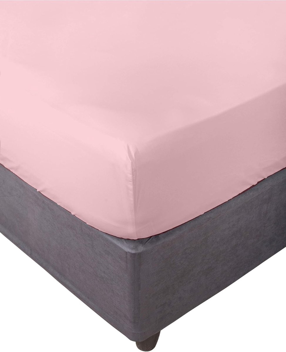 Hoeslaken 150 x 200 cm - Roze katoen/polyester - Elastisch en comfortabel - Perfecte pasvorm - ShopVlot