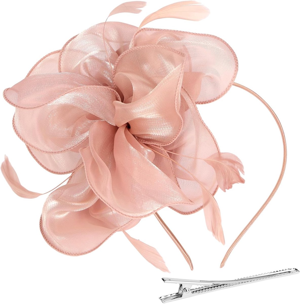 Fascinatorhoed voor dames, mesh bloemenveren, fascinator-hoofdband, fascinerende hoeden voor vrouwen, feestkostuum, hoofddeksels voor bruiloft, theekransje, cocktailrace, Valentijnsdag (bloemen