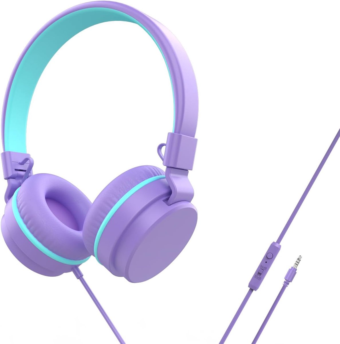SnelShoppen - Hoofdtelefoon voor Kinderen, On-ear Bedrade Hoofdtelefoon met Volume Beperking 85/94dB, HD Microfoon en Stereo Geluid, Opvouwbare Headse