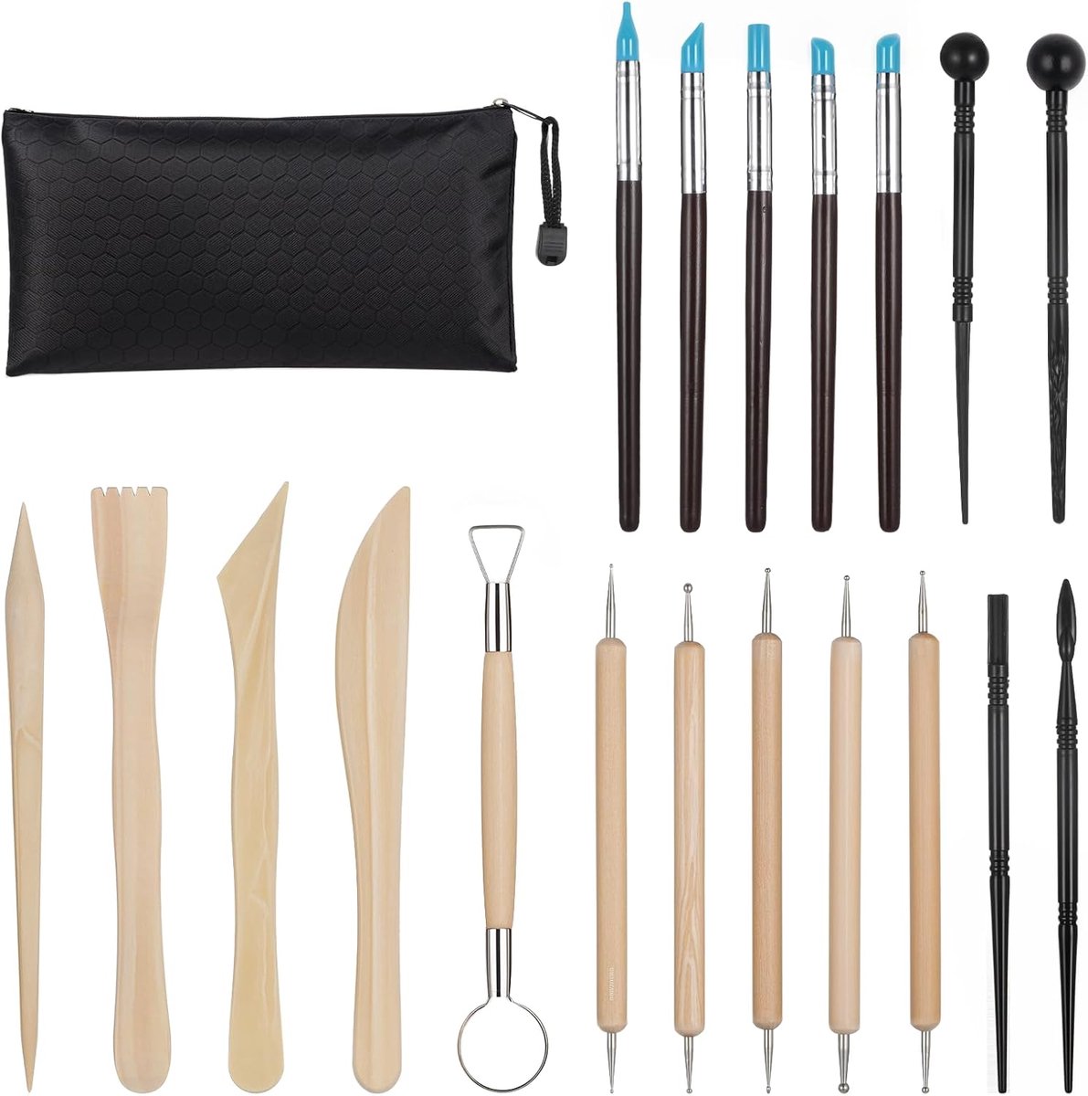 20 stuks modeleergereedschap, pottenbakkersgereedschapsset, keramisch gereedschap, sculpting polymeerklei tools, modelbouw, houtsnijwerk, kaarsen