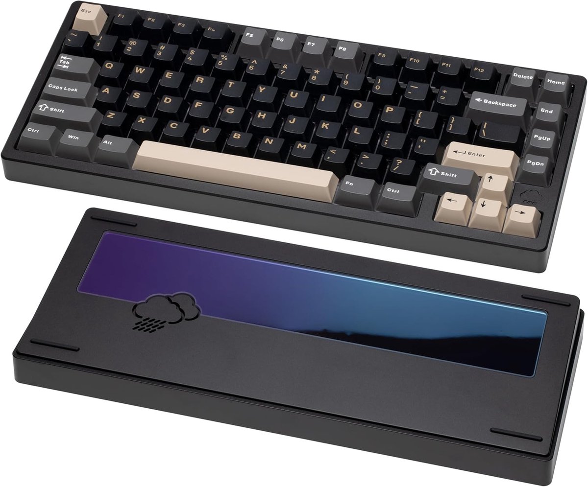 WOBKEY Rainy 75 CNC aluminium HMX/JWK/cacaoschakelaars Triple-Mode Connectiviteit Mechanisch Toetsenbord met Superieure Akoestiek(Standaard Zwart)
