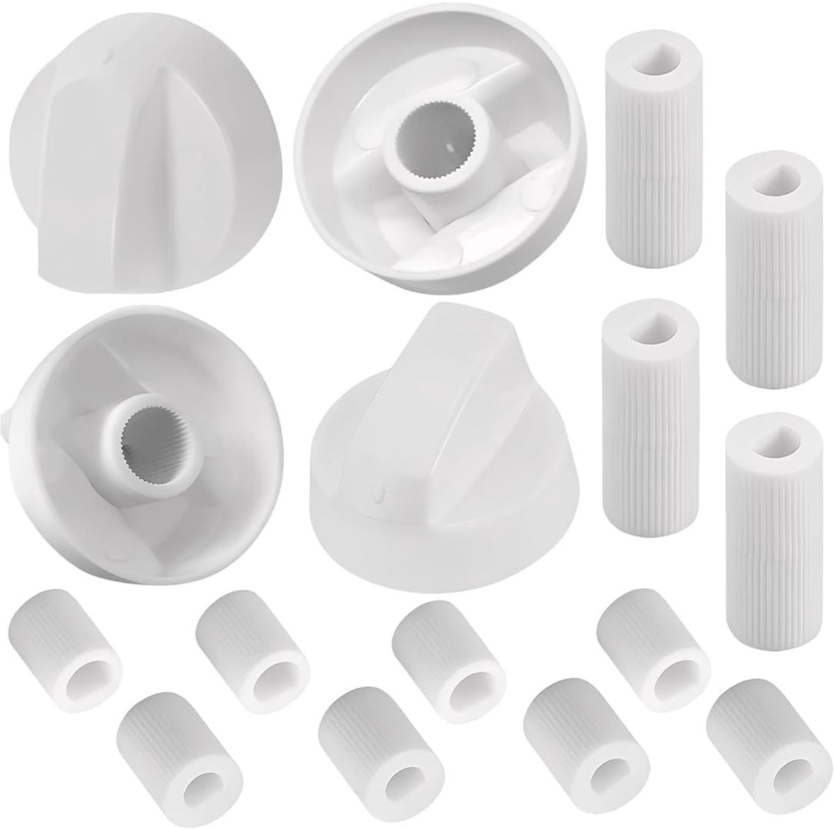 Knoppen voor kookplaat, witte bedieningsknoppen voor alle merken en modellen van fornuizen en kookplaten, met 12 adapters, wit