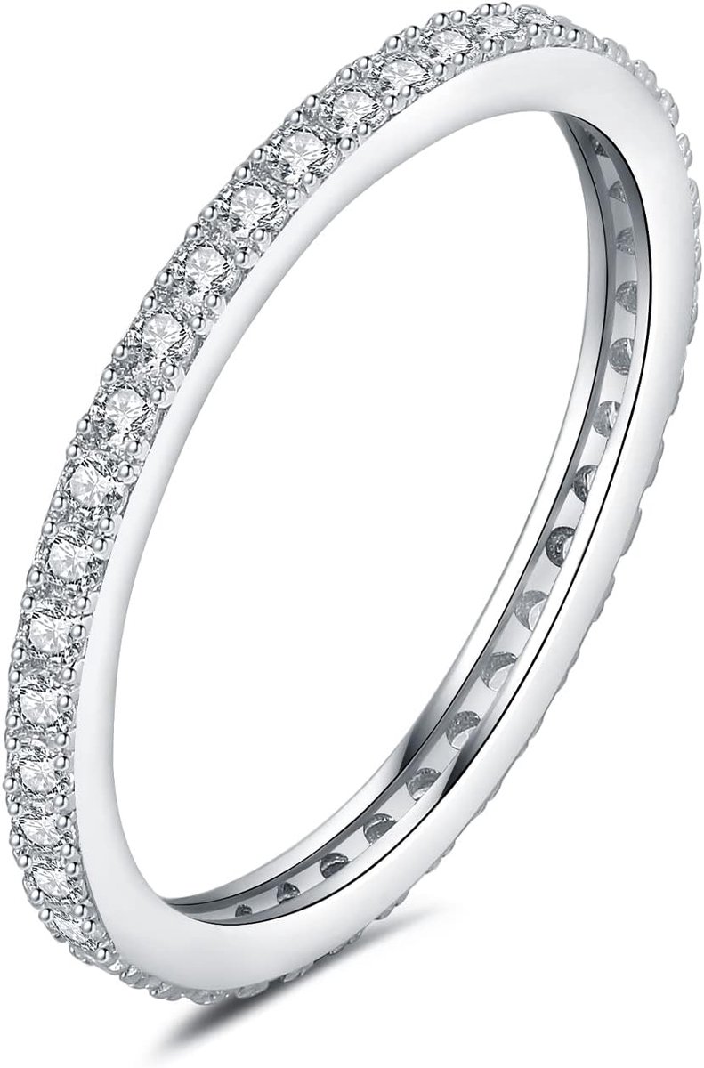 Eeuwigheidsring voor dames, 14 karaat witgoud verguld met moissaniet-creatie, stapelbare ringen met ronde stenen, trouwring bruiloft sieradenset 22