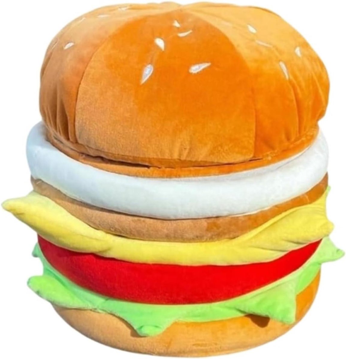 Voetenbank Poef Kruk - Zitje Krukje - Schoenen Wisselen - Hamburgervormig Ontwerp - 27 x 27 x 30 cm - Multi-colored