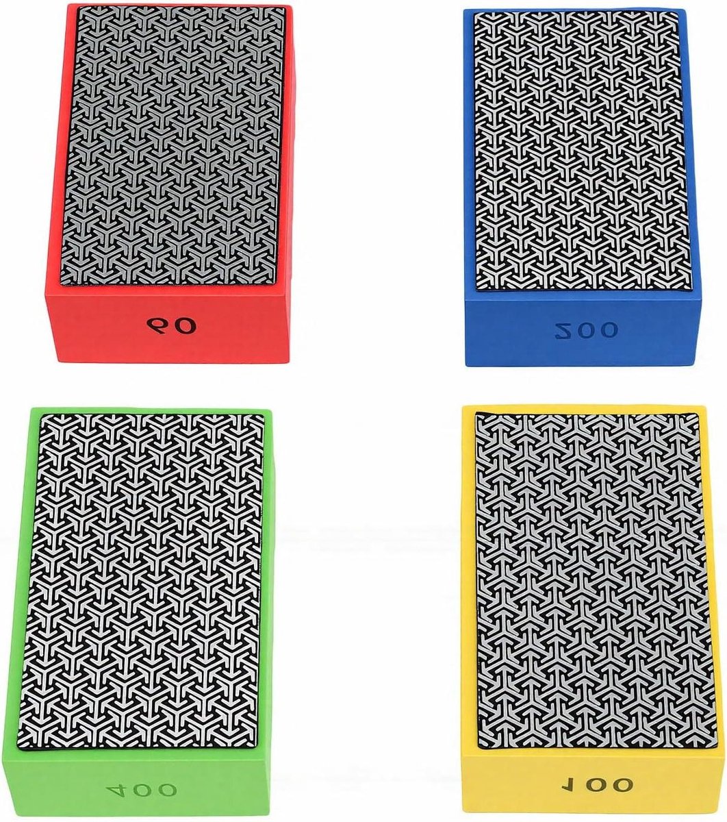 Diamant Handpolijstpads - Schuurblokken Spons - Glad Maken Oppervlakken - Sponsrug Ontwerp - 4 Stuks 60-400 Grit - Grijs