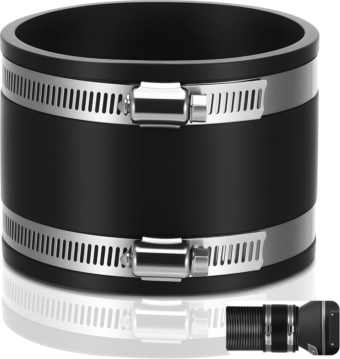 100mm rubber coupling for bottom drain repair, drain pipe fittings, rubber sleeve connector with 2 hose clamps - ShopVlot