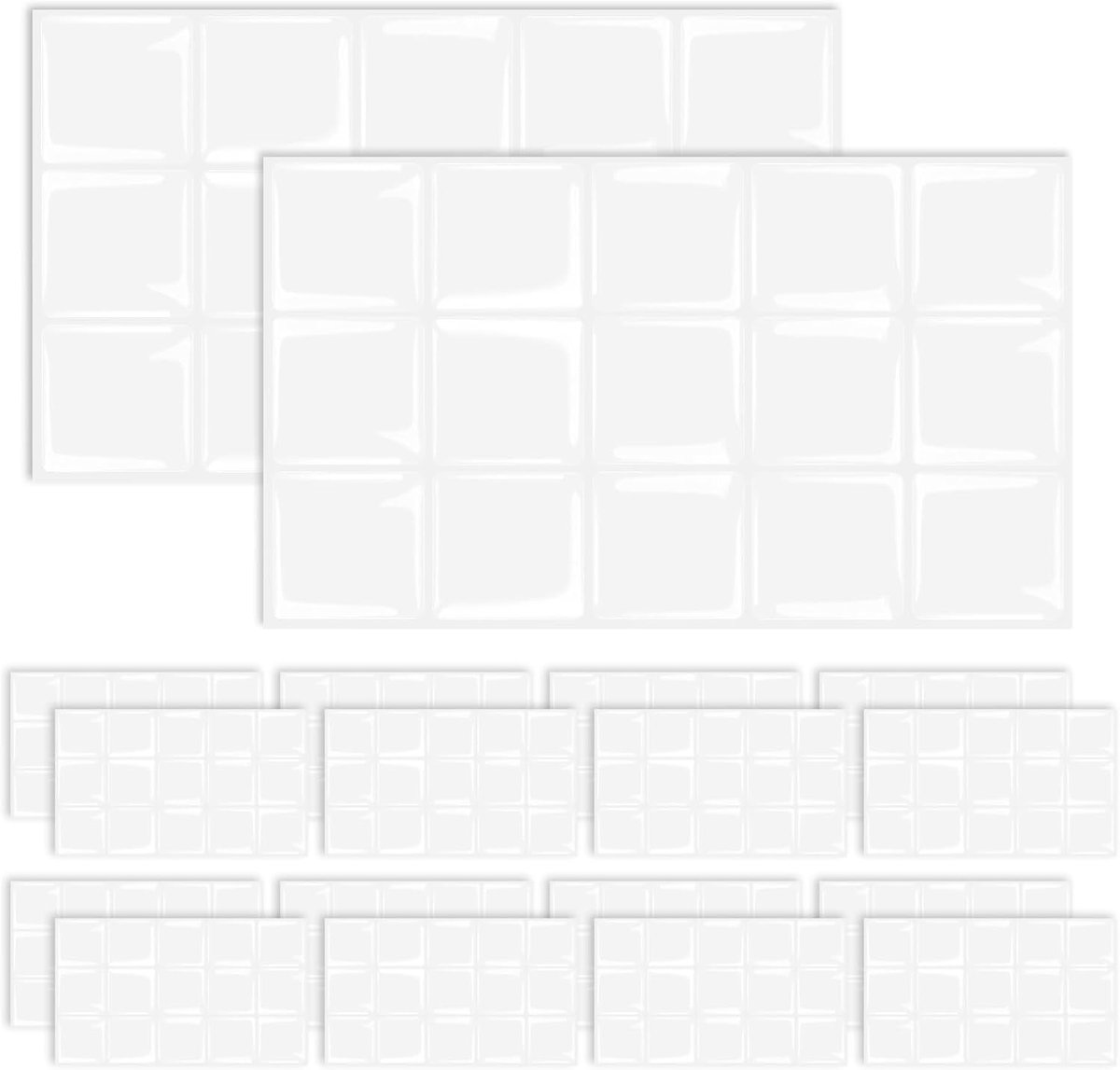 SnelShoppen - 20 Stuks Witte Tegelstickers, 3D Wandpanelen, Zelfklevende Tegelstickers voor Keuken en Badkamer, Spatwaterdicht en Waterproof (30 x 15
