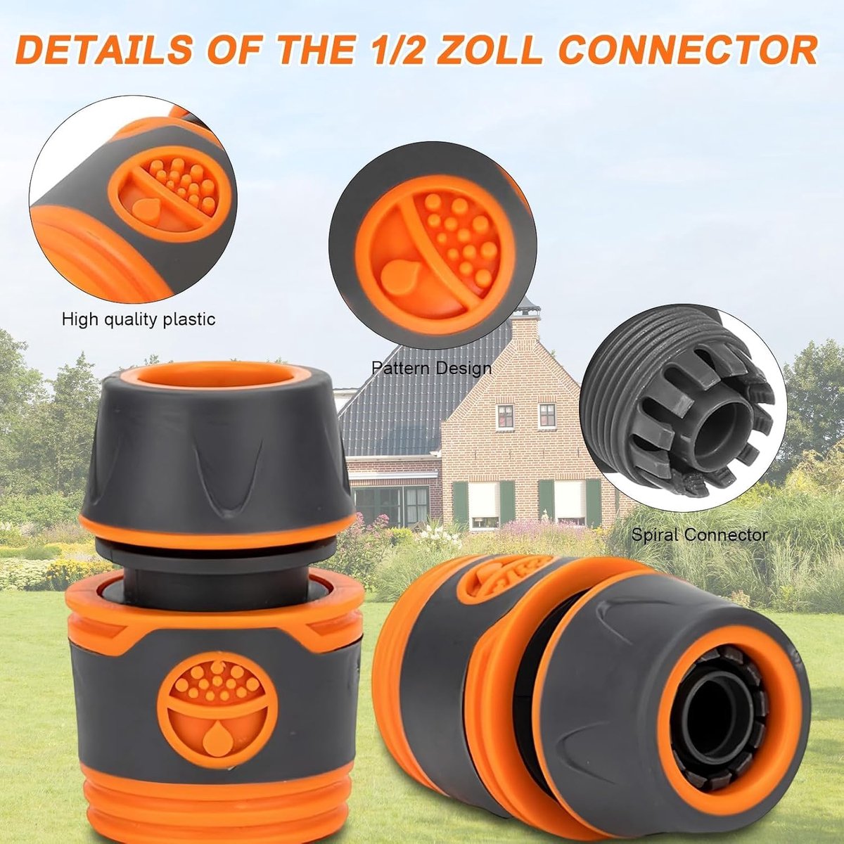 SnelShoppen - Water Slangconnector 10 Stuks, 1/2 Inch Oranje Tuinslang Connector voor Tuin, Irrigatie, Dieren en Auto wassen