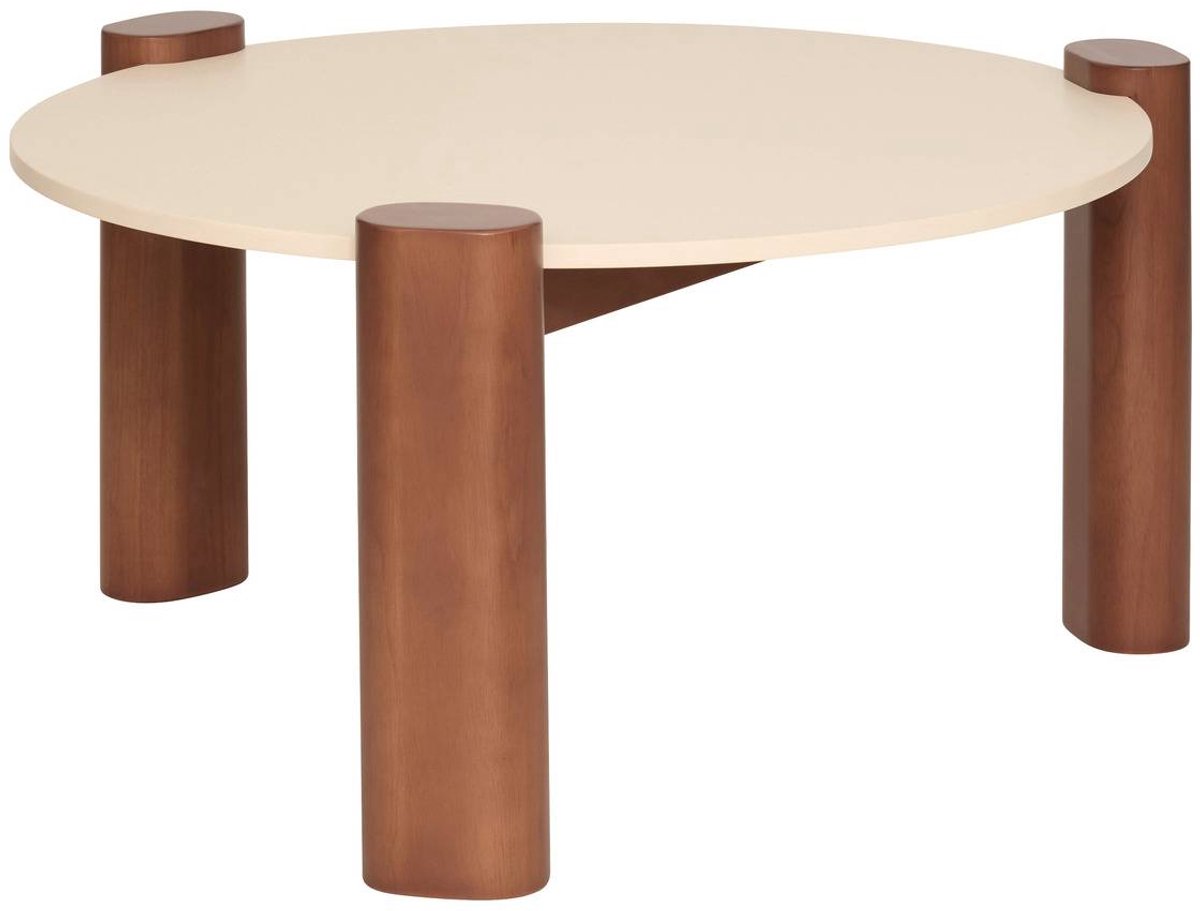 Ronde salontafel van rubberhout met 3 poten JILANI