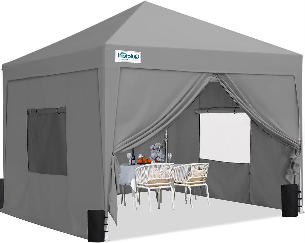 Vouwbaar Paviljoen - Pop-up Tent - Feestelijke Gelegenheden - Waterdicht UV-bestendig - 3 x 3 Meter - Grijs