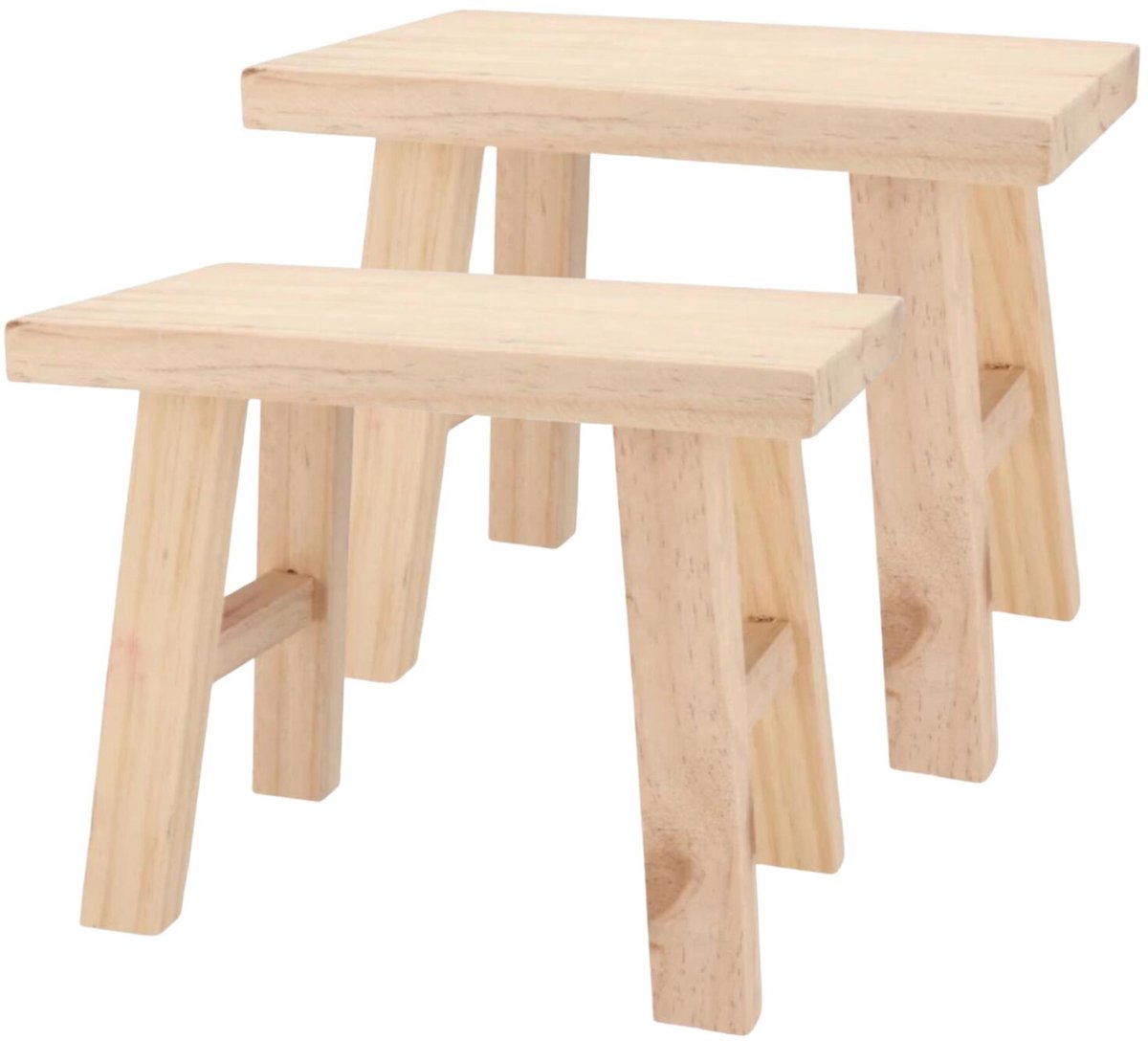 Five Krukje - 2x - teak hout - 31 x 19 x 25 cm - opstapje - krukje hout - planten krukje - voetenbankje