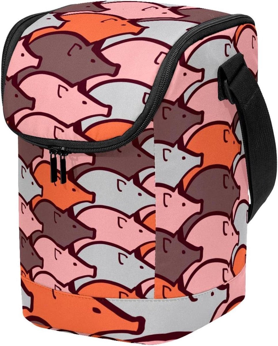 Dieren Lunchtas - Lichtgewicht Lunchbox - Lunch Meenemen - Duurzaam Oxford Doek - 31x18x18 cm - Multicolor