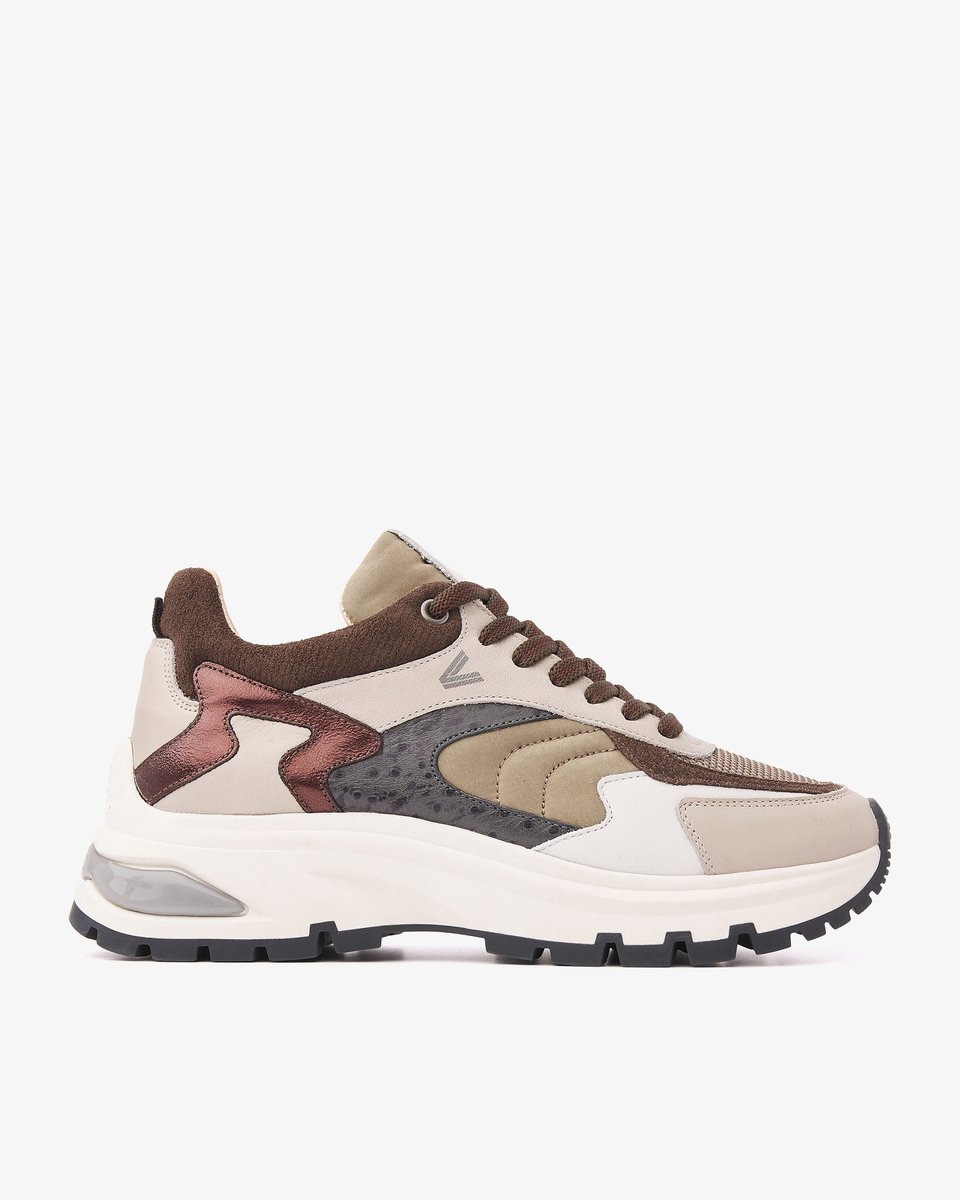 VIA VAI Liz Leighton Sneakers Dames - Leer,Mesh,Suède,Textiel - Grijs - Maat 36