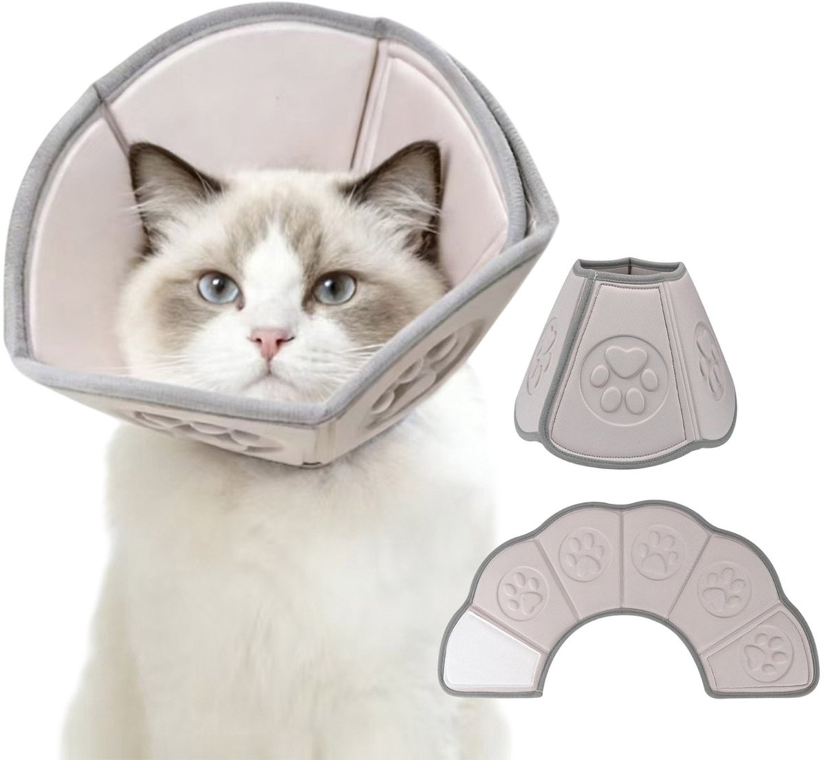 MAGICSHE Zachte Beschermkraag Voor Honden En Katten Met Massagepunten - Flexibele Herstelkraag - Opvouwbaar - Grijs L