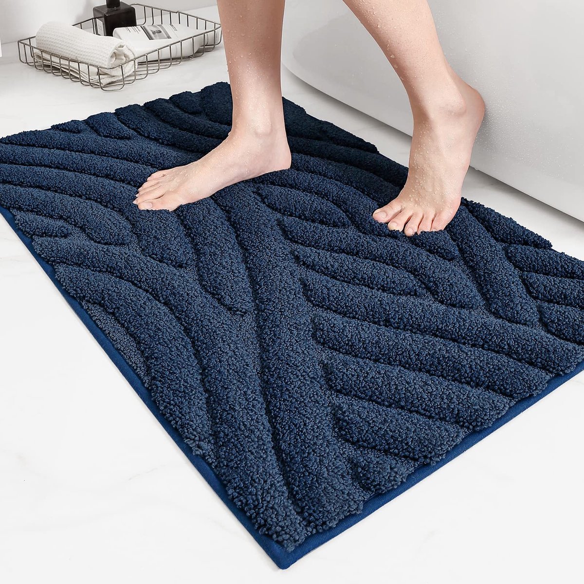 Omgoods - Antislip Badmat 50 x 130 cm in Blauw