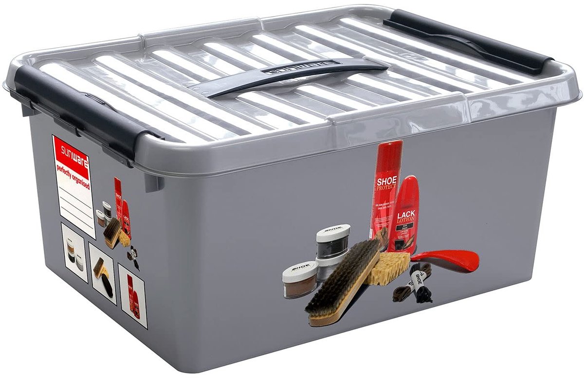 Omgoods - Q-line Schoenpoetsdoos met Inzet 15L - Zwart