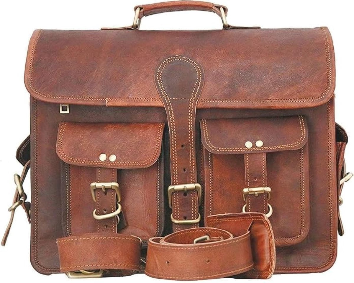 Omgoods - Leren Laptop Messenger Bag voor Professioneel Gebruik