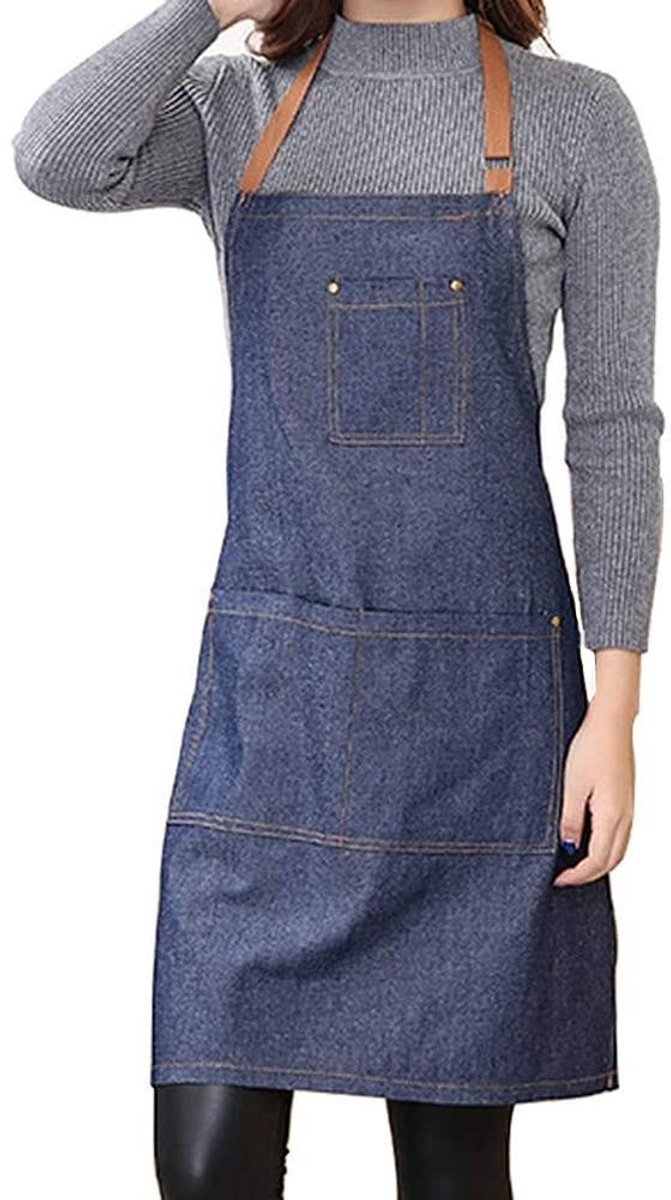 Omgoods - Unisex Denimhapje met Verstelbare Pockets voor Keuken en Tuin