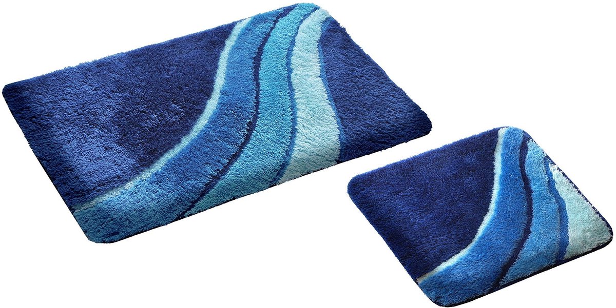 Omgoods - 2-delige Antislip Badmatset, Microvezel, Blauw