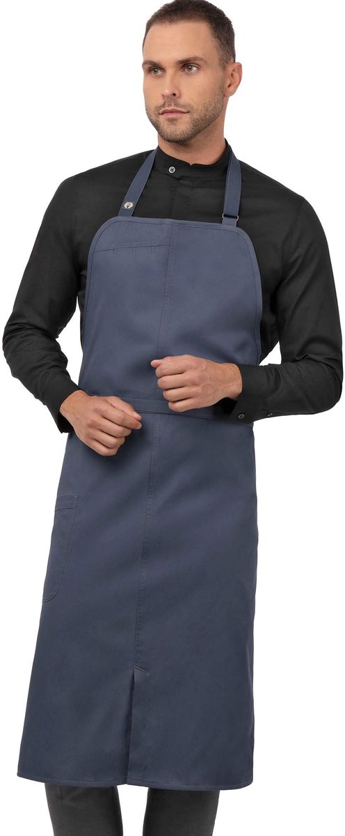 Omgoods - Unisex Chef Schort van Lichtgewicht Stof met Insteekzak in Blauw