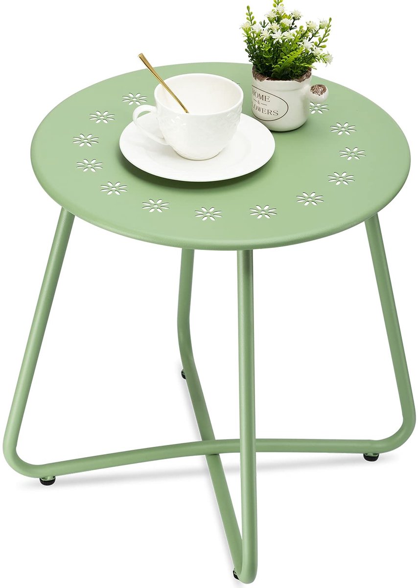 Omgoods - Weerbestendige Stalen Buitentafel met Bloemenmotief