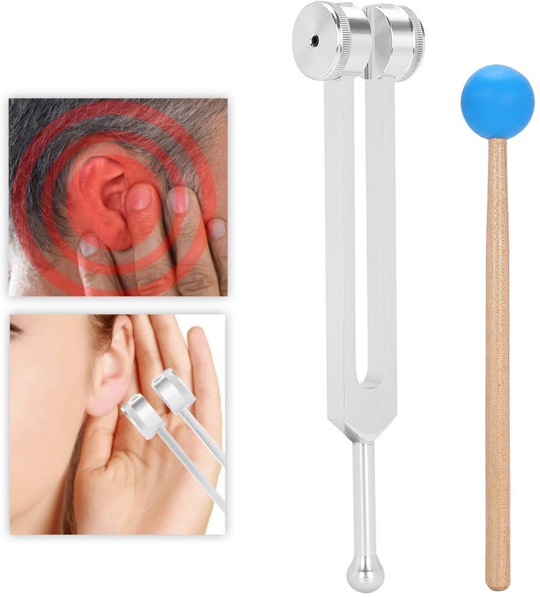 Omgoods- Stemvork Helende Stemvork 128 Hz - Stemvorken Set - Stemvork Medisch - Aluminiumlegering - Geluidsherstellende Therapie - Inclusief Hamer - Geluidstherapie