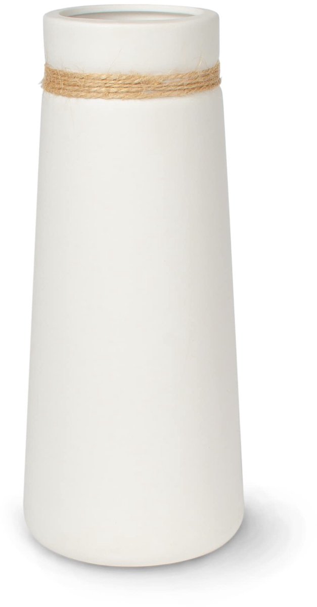 Omgoods- Vaas Waterdicht - Grote Vaas 21cm Hoog - Boeketvaas - Droogbloemen/Vers - Keramiek Wit Mat - Decoratie Woonkamer - Bloemenvaas
