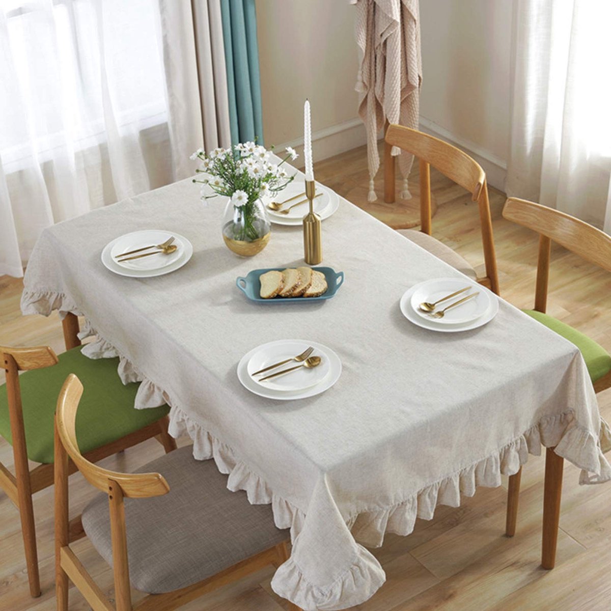 Omgoods - Beige Linnen Tafelkleed 140x260cm Voorjaardecoratie