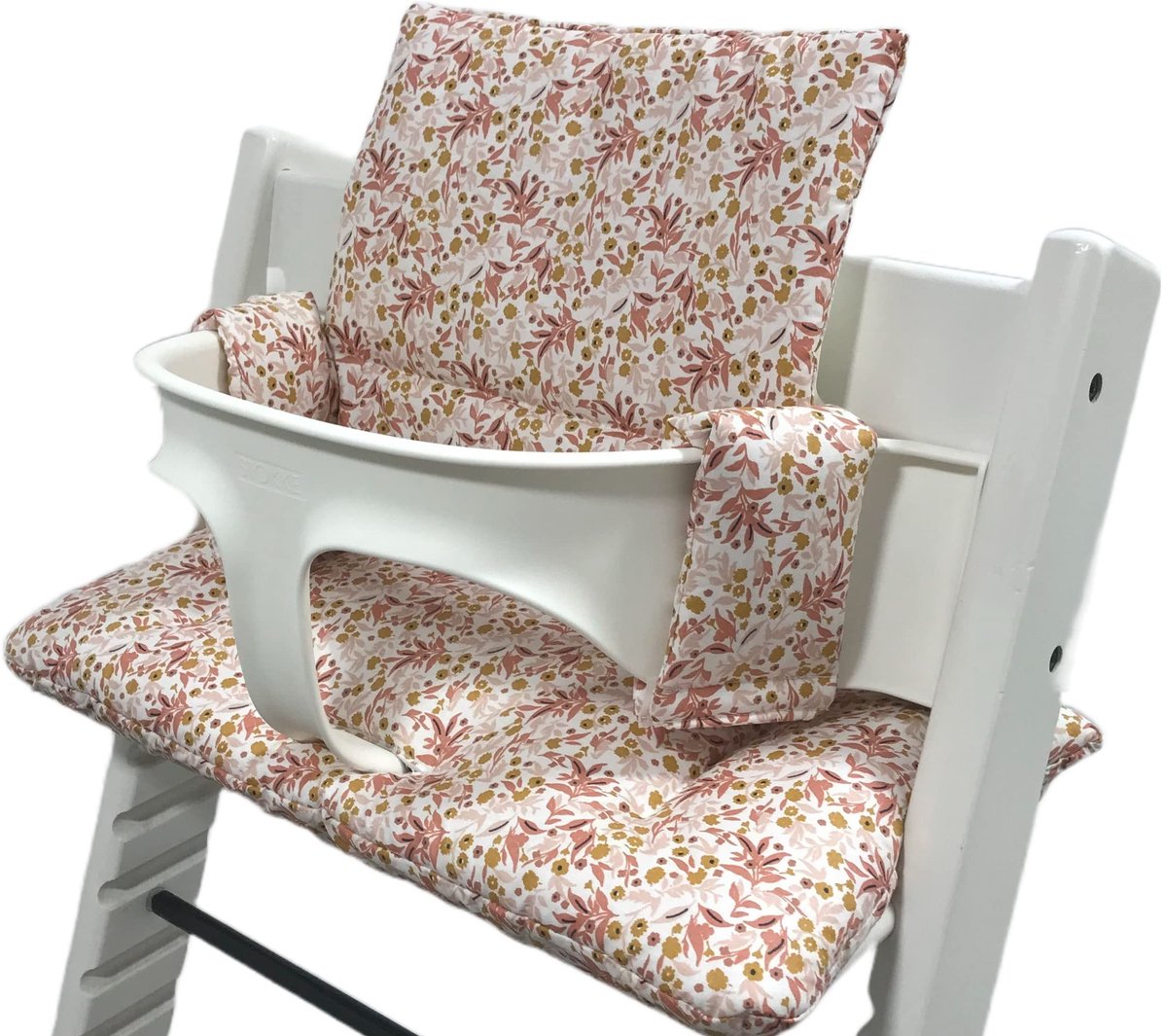 Omgoods - Vlekbestendig Kinderstoelkussen Compatibel met Tripp Trapp – Roze Bloemen