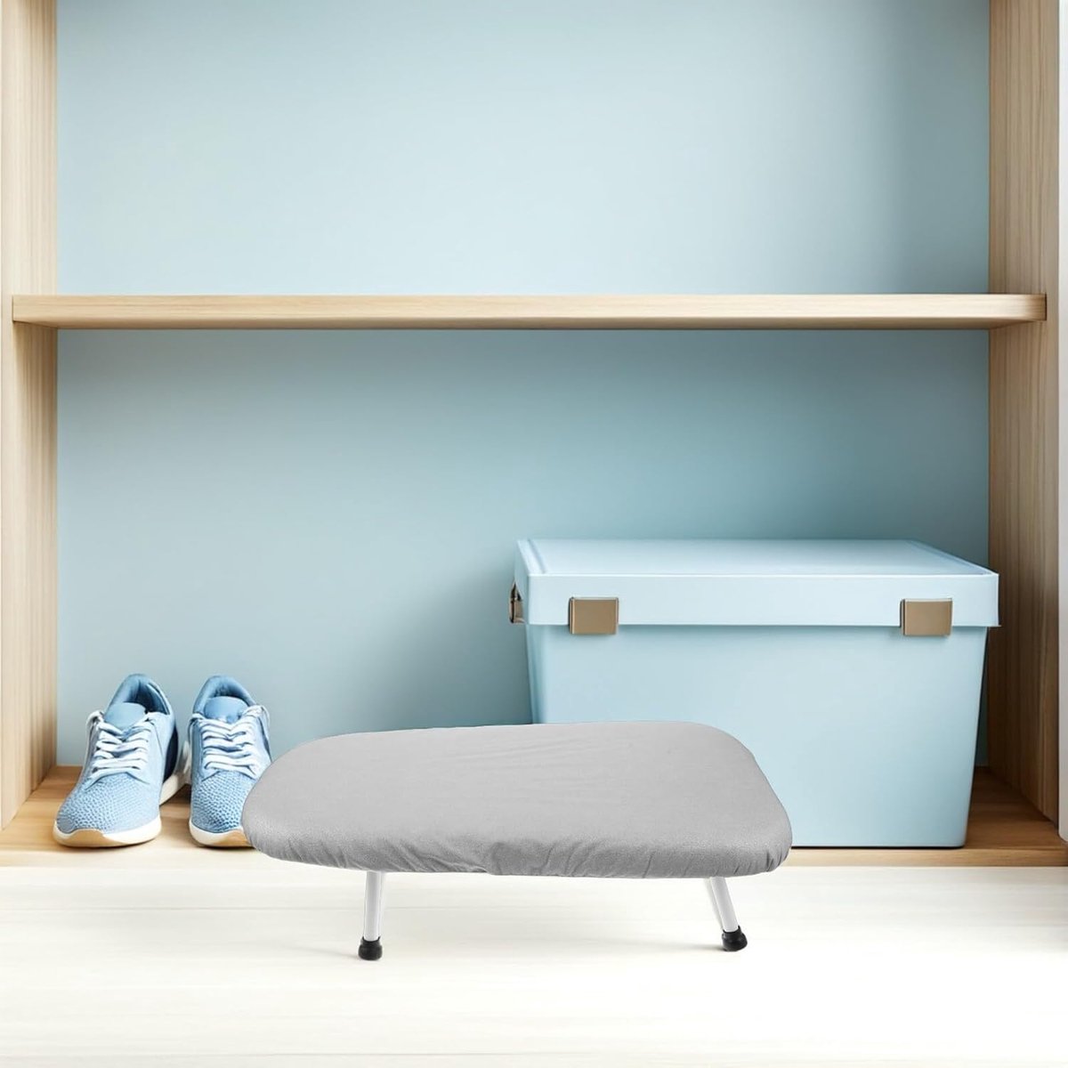 Opvouwbare Strijkplank - Tafelstrijkplank Strijkmat - Kreukvrije Kleding Maken - Antislipvoetjes Bureau Bescherming - 50x30x14 cm - Grijs