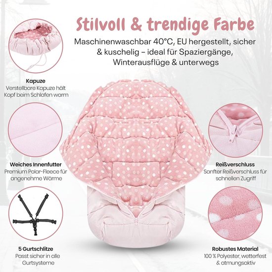 Voetenzak Kinderwagen - Babyzak Winter - Baby Warm Houden - Antislip Materiaal - 85 x 45 cm - Roze Stippen — afbeelding 2