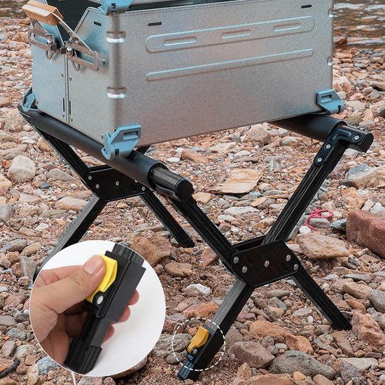 Koelboxrek voor op de camping - Opvouwbaar frame voor koelboxen - Rek voor ijsemmers op de camping - Rek voor kampeerkoffers - Multifunctioneel en verstelbaar - Hoog draagvermogen - Geschikt voor kampeertrips - Zwart van Merkloos — afbeelding 2