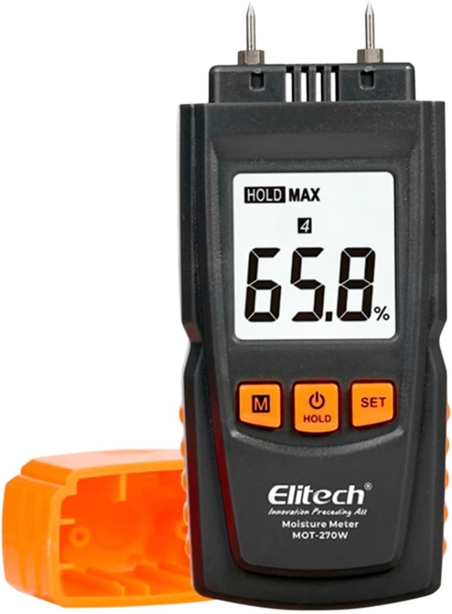 Thijox - Digitale Houtvochtigheidsmeter met ±2% Nauwkeurigheid, 9,8 mm Sondes, Voor Hout, Papier, Bamboe en Kruiden, Automatische Kalibratie, Ideaal v