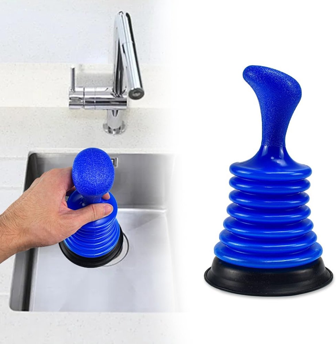 LANSKYLAN Zuigbel, kleine ontstopper, 18 cm, zuigklok, maximale zuigkracht, zuignap voor wastafel, afvoerreiniger - ShopVlot