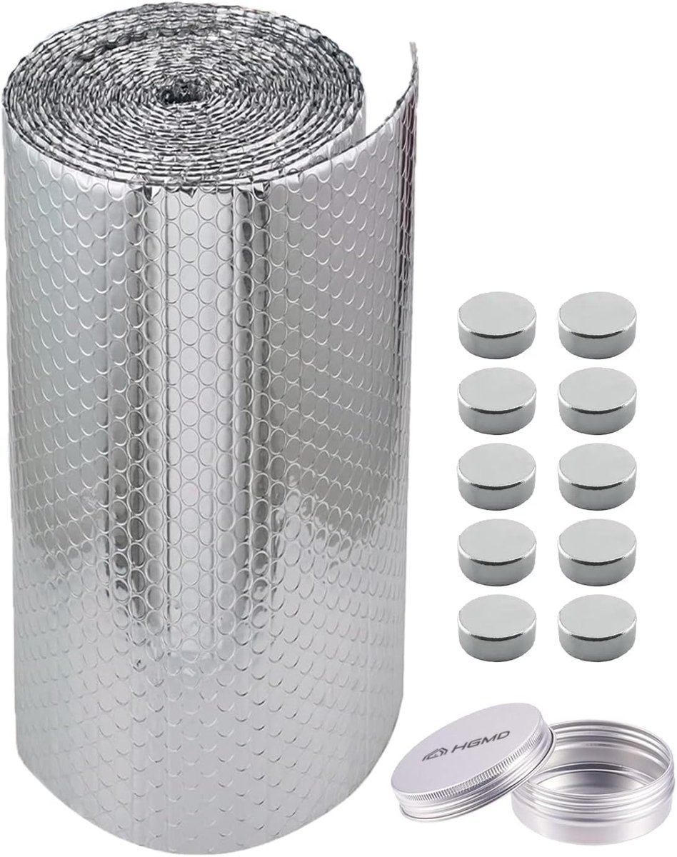 Thijox - Radiatorfolie 500 x 50 cm - Dubbel Isolerend - Verwarming Isolatiefolie met 10 Magneten - Geschikt voor Alle Soorten Radiators - Energiebespa