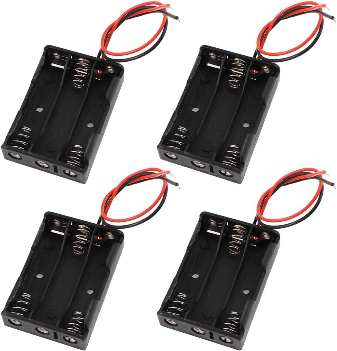 Thijox - 4 Stks Bedrade 3 x 1.5V AAA Batterij Houder - Plastic Case Opbergdoos - Batterij Organizer voor Thuis, Camping, Klussen, Elektronische Projec