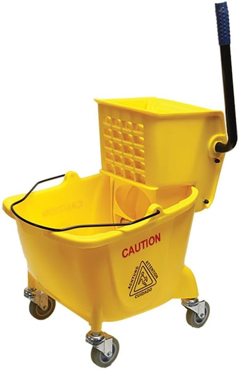 SnelShoppen - Dweilemmer met Zijperswringer, 5 Gallon, Geel - Duurzaam Polyethyleen, Ideaal voor Keuken, Schoonmaak, en Onderhoud