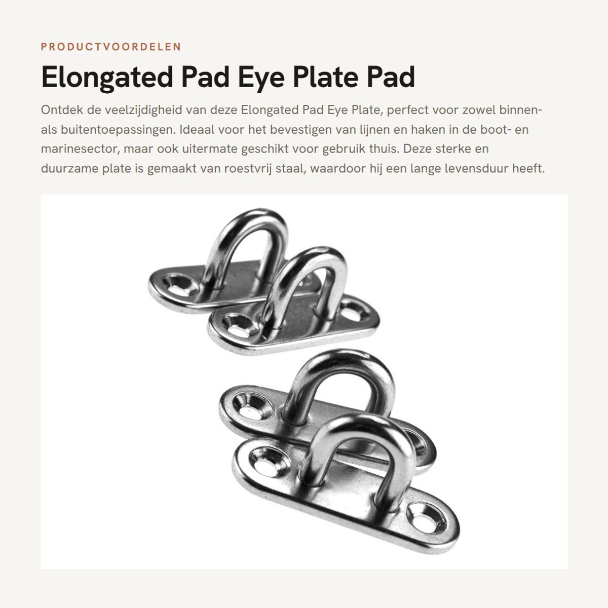 Dailygoods - Elongated Pad Eye Plate - Pad Eye Ring - Stevig en Duurzaam - 4x 5mm - Montagemateriaal - Geschikt voor Binnen en Buiten - Voor Boot...