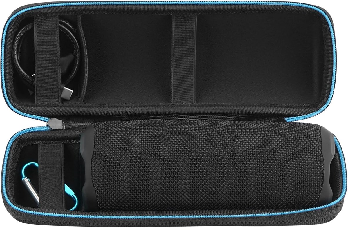 Draagtas voor Bluetooth Speaker - Hard Shell Bescherming voor JBL Flip 7/6/5/4/3, Reisopslag voor Kabel en Oplader, Schokbestendig en Duurzaam (Zwart)