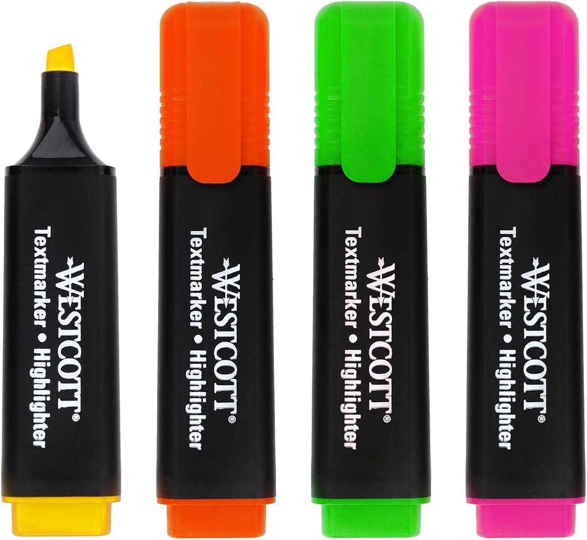 Thijox - Set van 4 Highlighter Markeerstiften in Felgroen, Geel, Oranje, Roze - Premium Inkt met Lijndikte 2-5 mm voor Teksten Markeren op Papier - Pe