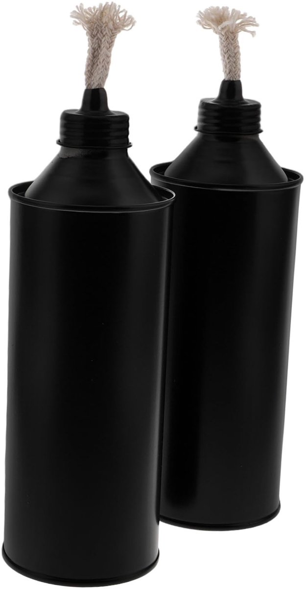 Inovra- Navulcontainers set van 2 - Bamboe/ijzer - Hervulbare fakkelhouders - Tuinverlichting - Outdoor verlichting - Hoge lichtsterkte - Tuinfakkels