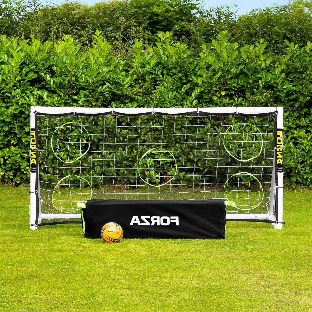 Voetbaldoel met blad - Trainingsdoel - Schietoefeningen - Vergrendelingssysteem - 8x4 voet - Zwart
