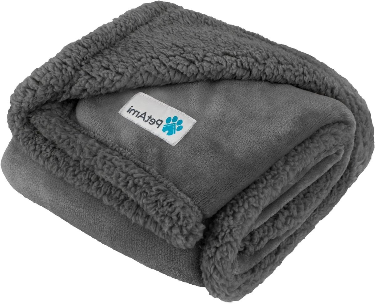 Hondendeken Sherpa - Pluche deken - Huisdier comfort - Omkeerbaar ontwerp - 203 x 152 cm - Grijs