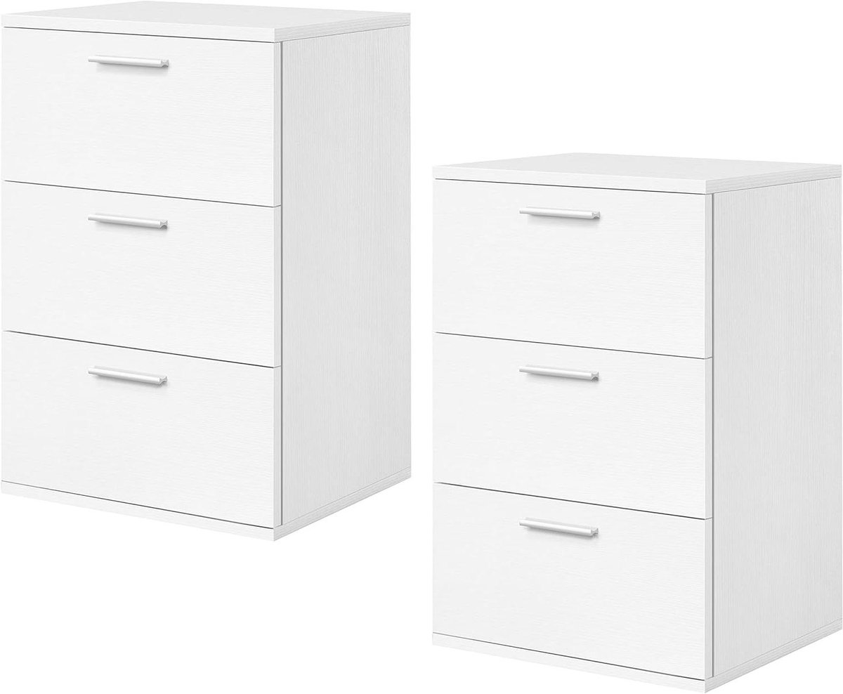 Nachtkastjes Set - Ladekastjes - Slaapkamer Opbergen - 3 Lades - 60 cm Hoog - Wit